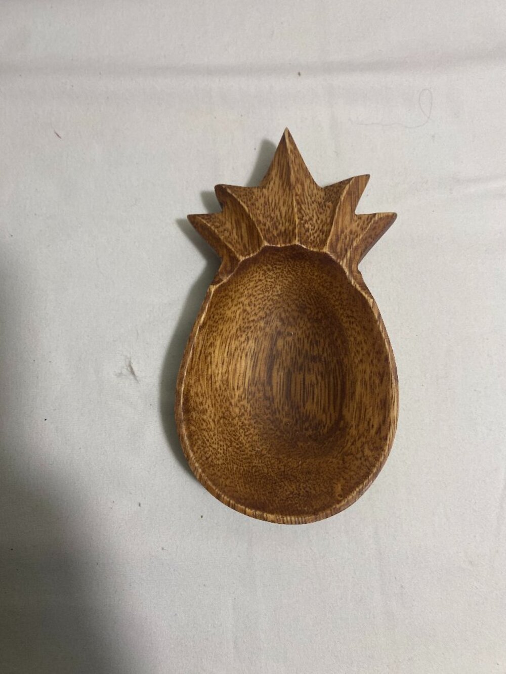 Hand Carved Wooden Pineapple Shaped Trinket Dish Bowl Tropical Decor 6.5"